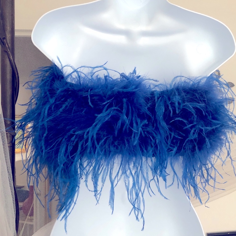 🎉FLASH SALE New Custom Ostrich Feather Crop Top - Picture 6 of 9